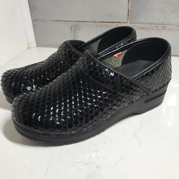 Sanita Shoes - Sanita black snake embossed clogs